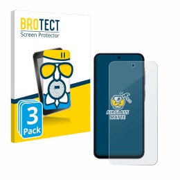 Parte frontal de un envase de producto con el logotipo de la marca BROTECT. Al lado se muestra el dispositivo Samsung Galaxy A