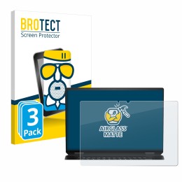 Parte frontal de un envase de producto con el logotipo de la marca BROTECT. Al lado se muestra el dispositivo HP Spectre x360 