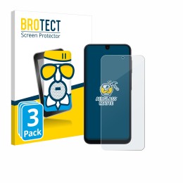 Parte frontal de un envase de producto con el logotipo de la marca BROTECT. Al lado se muestra el dispositivo Samsung Galaxy A