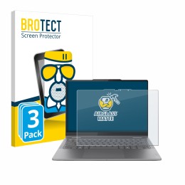 Parte frontal de un envase de producto con el logotipo de la marca BROTECT. Al lado se muestra el dispositivo Lenovo Yoga 7i 2