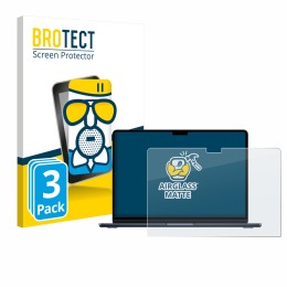 Vorderseite einer Produktverpackung mit dem Markenlogo BROTECT. Daneben ist das Gerät Apple MacBook Air 13