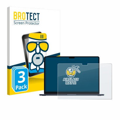 Vorderseite einer Produktverpackung mit dem Markenlogo BROTECT. Daneben ist das Gerät Apple MacBook Air 15