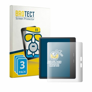 Parte frontal de un envase de producto con el logotipo de la marca BROTECT. Al lado se muestra el dispositivo Boox Leaf 5 con 