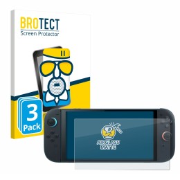 Parte frontale di una confezione del prodotto con il logo del marchio BROTECT. Accanto è raffigurato il dispositivo Nintendo S