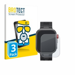 Parte frontal de un envase de producto con el logotipo de la marca BROTECT. Al lado se muestra el dispositivo Huawei Watch Fit