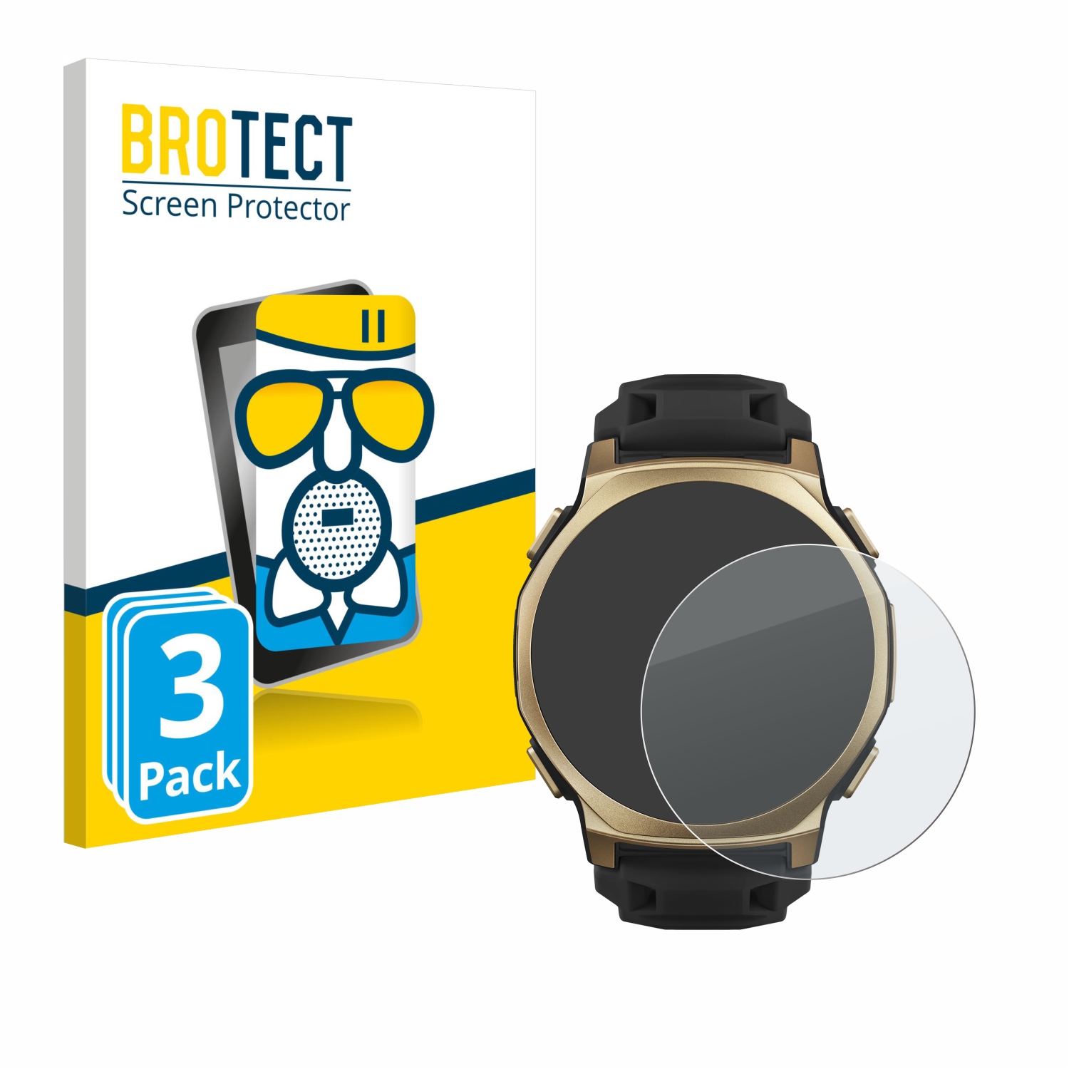 Pellicola Protettiva In Vetro Per Huami Amazfit T-Rex 3 Pro (48 Mm) - Durezza 9H, Antimpronte, AirGlass, Made In Germany