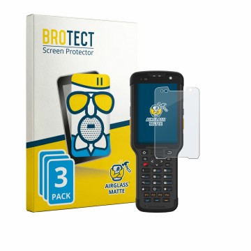 Face avant d’un emballage produit avec le logo de la marque BROTECT. À côté, l’appareil Newland Speedata SD35 Leo est représen