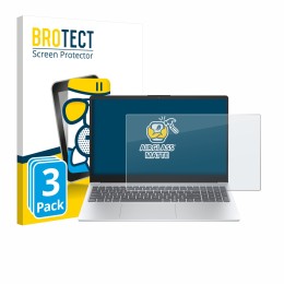 Parte frontal de un envase de producto con el logotipo de la marca BROTECT. Al lado se muestra el dispositivo HP OmniBook 3 15