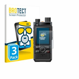 Parte frontal de un envase de producto con el logotipo de la marca BROTECT. Al lado se muestra el dispositivo Hytera P50 Pro c