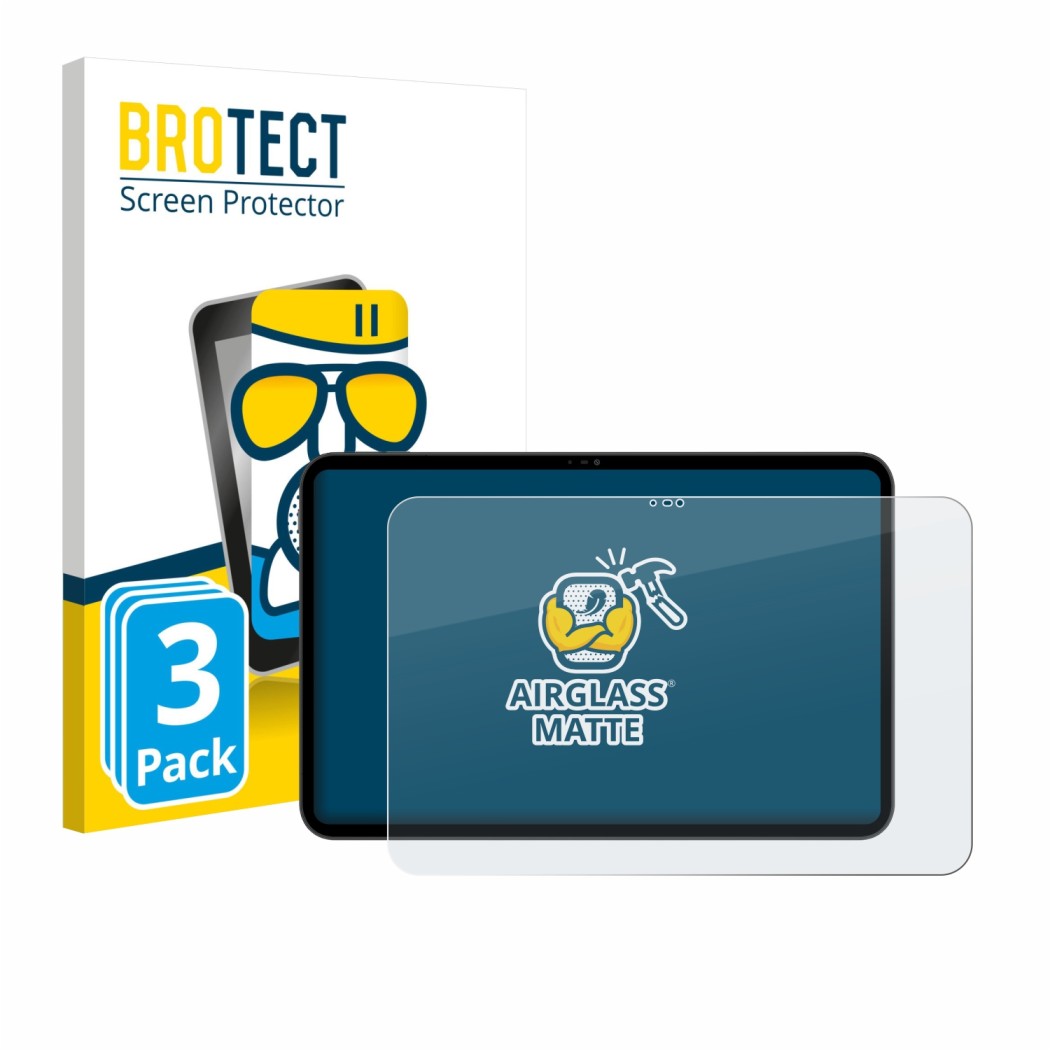 Front side of a product packaging with the brand logo BROTECT. Next to it is the device Blackview Oscal Pad 200 shown with the
