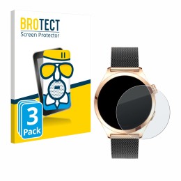 Face avant d’un emballage produit avec le logo de la marque BROTECT. À côté, l’appareil Niolina Smartwatch 1.27