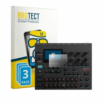 Parte frontal de un envase de producto con el logotipo de la marca BROTECT. Al lado se muestra el dispositivo Elektron Digiton