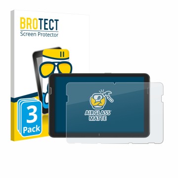 Face avant d’un emballage produit avec le logo de la marque BROTECT. À côté, l’appareil Zebra ET401 10.1