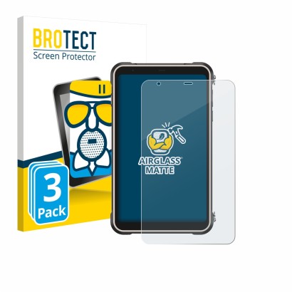 Face avant d’un emballage produit avec le logo de la marque BROTECT. À côté, l’appareil Ulefone RugKing Pad Pro est représenté