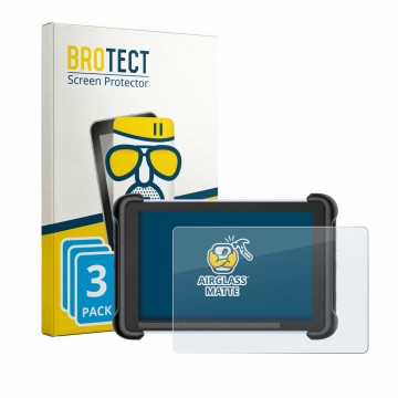 Vorderseite einer Produktverpackung mit dem Markenlogo BROTECT. Daneben ist das Gerät MUCAR 892BT mit dem zugehörigen Displays