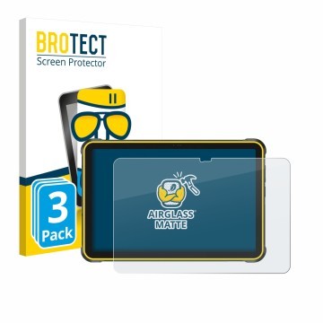 Parte frontal de un envase de producto con el logotipo de la marca BROTECT. Al lado se muestra el dispositivo Ulefone RugKing 
