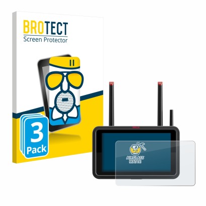 Vorderseite einer Produktverpackung mit dem Markenlogo BROTECT. Daneben ist das Gerät Atomos Ninja TX mit dem zugehörigen Disp