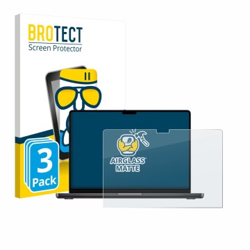 Front side of a product packaging with the brand logo BROTECT. Next to it is the device Apple MacBook Pro 16