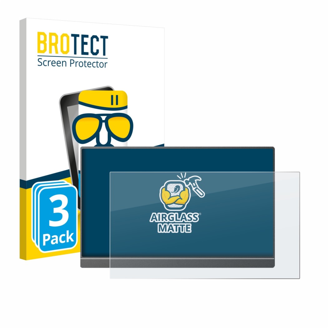 Vorderseite einer Produktverpackung mit dem Markenlogo BROTECT. Daneben ist das Gerät Arzopa Z1C 16.1