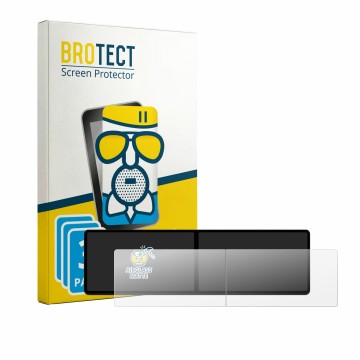 Vorderseite einer Produktverpackung mit dem Markenlogo BROTECT. Daneben ist das Gerät Xpeng G9 2023 mit dem zugehörigen Displa
