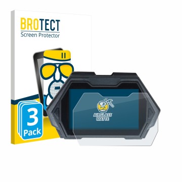 Vorderseite einer Produktverpackung mit dem Markenlogo BROTECT. Daneben ist das Gerät Kukirin G3 Pro mit dem zugehörigen Displ