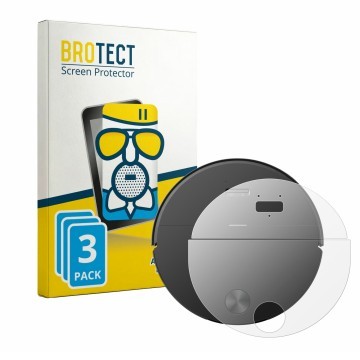 Parte frontale di una confezione del prodotto con il logo del marchio BROTECT. Accanto è raffigurato il dispositivo Roborock S