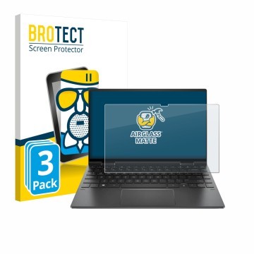 Parte frontale di una confezione del prodotto con il logo del marchio BROTECT. Accanto è raffigurato il dispositivo HP Envy x3