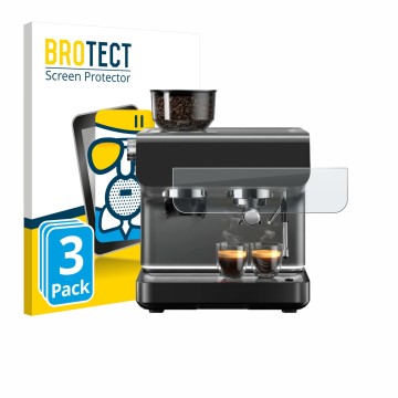 Face avant d’un emballage produit avec le logo de la marque BROTECT. À côté, l’appareil WMF Espresso Pro est représenté avec l