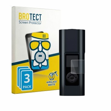 Vorderseite einer Produktverpackung mit dem Markenlogo BROTECT. Daneben ist das Gerät Arizer Solo 3 V2 mit dem zugehörigen Dis