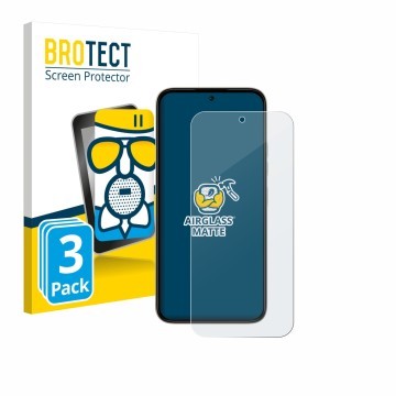 Front side of a product packaging with the brand logo BROTECT. Next to it is the device Tecno Spark 50 5G shown with the corre