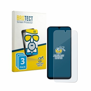 Face avant d’un emballage produit avec le logo de la marque BROTECT. À côté, l’appareil Xiaomi Redmi 15A 5G est représenté ave