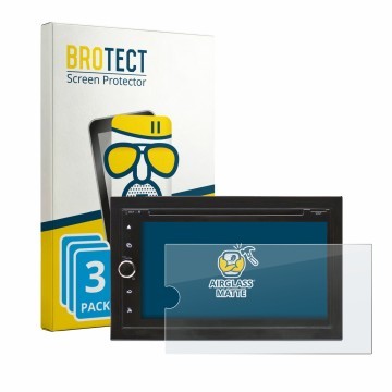 Front side of a product packaging with the brand logo BROTECT. Next to it is the device Blaupunkt Vienna 700 DAB shown with th