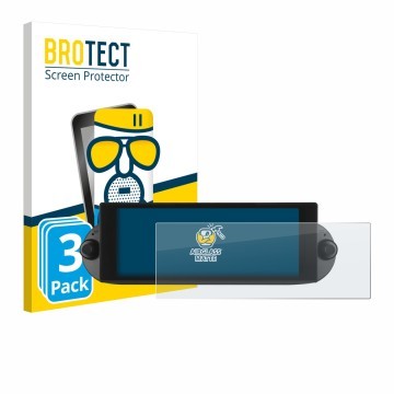 Front side of a product packaging with the brand logo BROTECT. Next to it is the device Essgoo Android Autoradio 6.86