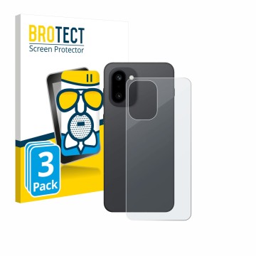 Front side of a product packaging with the brand logo BROTECT. Next to it is the device OnePlus 15R (Back) shown with the corr