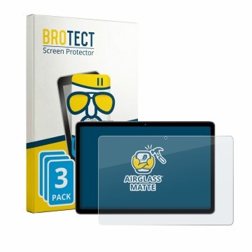 Parte frontal de un envase de producto con el logotipo de la marca BROTECT. Al lado se muestra el dispositivo Aobante K80 10.1