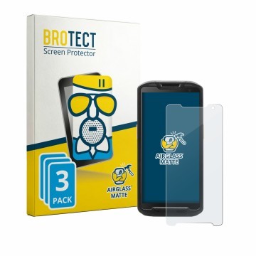 Front side of a product packaging with the brand logo BROTECT. Next to it is the device Point Mobile PM84P shown with the corr
