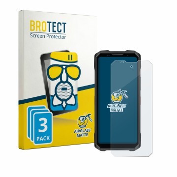 Parte frontale di una confezione del prodotto con il logo del marchio BROTECT. Accanto è raffigurato il dispositivo Doogee V M