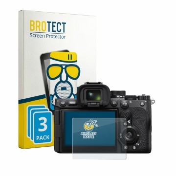 Parte frontale di una confezione del prodotto con il logo del marchio BROTECT. Accanto è raffigurato il dispositivo Sony Alpha