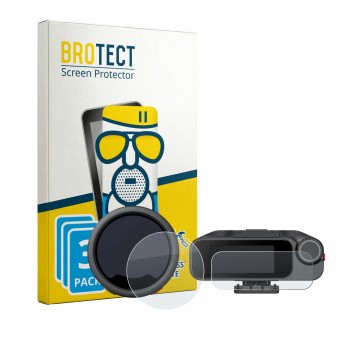 Vorderseite einer Produktverpackung mit dem Markenlogo BROTECT. Daneben ist das Gerät Insta360 Mic Pro TX + RX mit dem zugehör