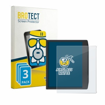 Parte frontal de un envase de producto con el logotipo de la marca BROTECT. Al lado se muestra el dispositivo PocketBook Era L