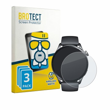 Face avant d’un emballage produit avec le logo de la marque BROTECT. À côté, l’appareil Xiaomi Watch S5 est représenté avec la