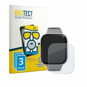 Vorderseite einer Produktverpackung mit dem Markenlogo BROTECT. Daneben ist das Gerät Amazfit Bip Max mit dem zugehörigen Disp