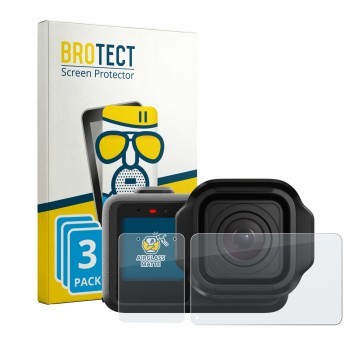 Face avant d’un emballage produit avec le logo de la marque BROTECT. À côté, l’appareil GoPro Mission 1 Pro est représenté ave