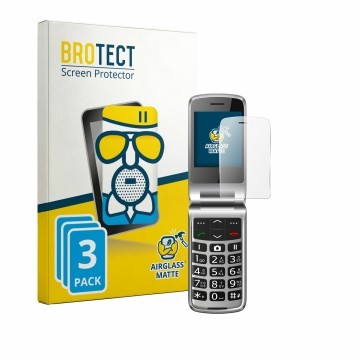 Vorderseite einer Produktverpackung mit dem Markenlogo BROTECT. Daneben ist das Gerät bea-fon SL645 mit dem zugehörigen Displa