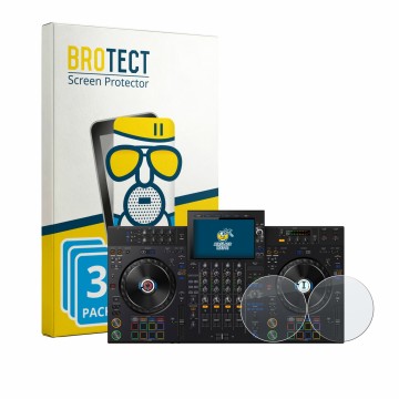 Vorderseite einer Produktverpackung mit dem Markenlogo BROTECT. Daneben ist das Gerät AlphaTheta XDJ-AZ (Jog) mit dem zugehöri