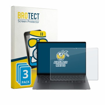 Parte frontal de un envase de producto con el logotipo de la marca BROTECT. Al lado se muestra el dispositivo HP OmniBook Ultr