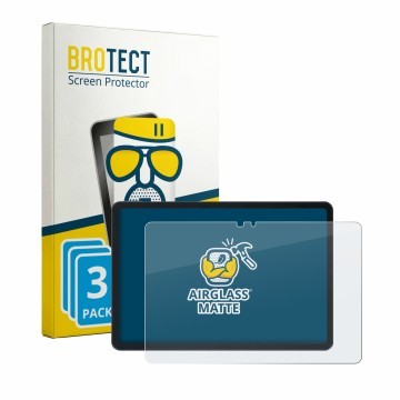 Parte frontal de un envase de producto con el logotipo de la marca BROTECT. Al lado se muestra el dispositivo Infinix XPAD 30E