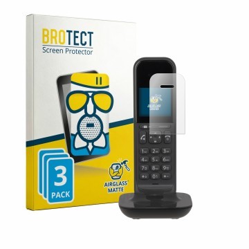 Front side of a product packaging with the brand logo BROTECT. Next to it is the device Gigaset CL390 shown with the correspon