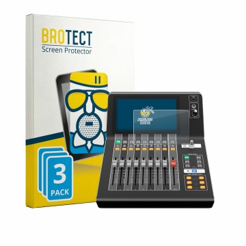 Parte frontale di una confezione del prodotto con il logo del marchio BROTECT. Accanto è raffigurato il dispositivo Yamaha DM3