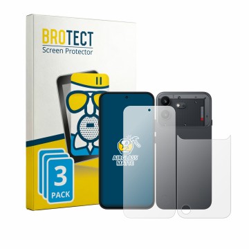 Vorderseite einer Produktverpackung mit dem Markenlogo BROTECT. Daneben ist das Gerät Nothing Phone (4b) (Display+Rückseite) m
